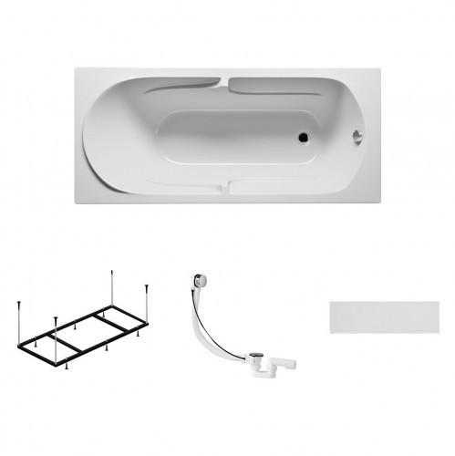 Комплект акриловая ванна RIHO FUTURE 180x80, B074001005 с каркасом, сливом-переливом и панелью