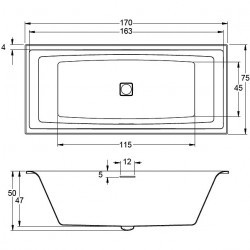 Акриловая ванна с подсветкой RIHO STILL SQUARE LED 170x75R/L, B100005005