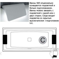 Акриловая ванна с подсветкой RIHO STILL SQUARE LED 170x75R/L, B100005005