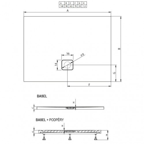 Душевой поддон Riho Basel 418 140x90 см, белый