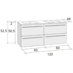 Мебель для ванной RIHO Broni 48 SET A-2 120 см, двойная раковина, отделка под дерево