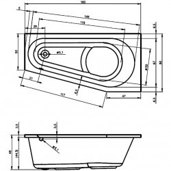Гидромассажная ванна RIHO DELTA FLOW 160x80 см L
