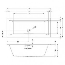 Гидромассажная ванна RIHO RETHINK CUBIC BLISS 160x70 FALL