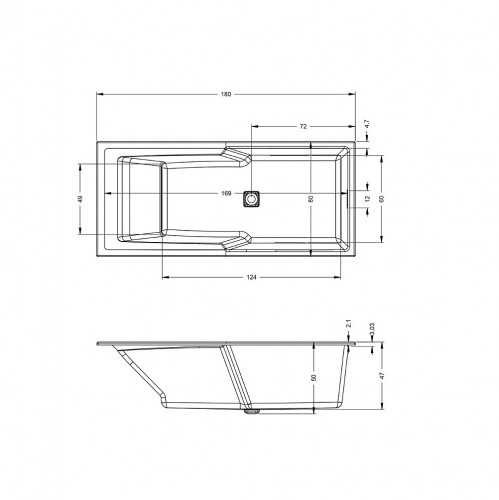 Акриловая ванна с подсветкой RIHO STILL SHOWER LED 180x80, B103003005