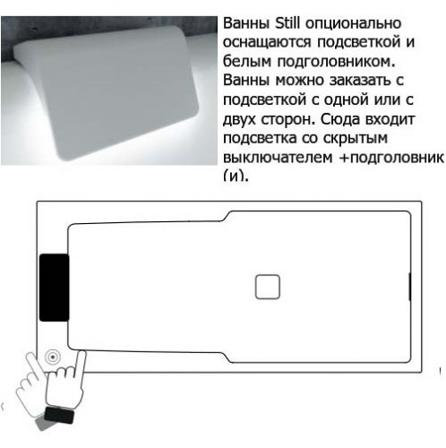 Акриловая ванна с подсветкой RIHO STILL SHOWER LED 180x80, B103003005