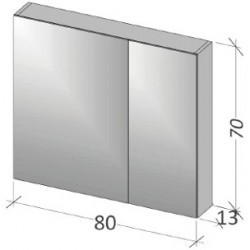 Зеркало-шкаф RIHO Type 13 80 x 70 x 13 см с розеткой, F50019, лак матовый