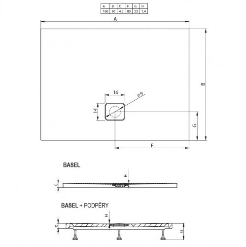 Душевой поддон Riho Basel 420 160x90 см, белый