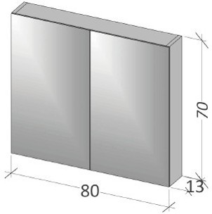 Зеркало-шкаф RIHO Type 13 80 x 70 x 13 см с розеткой,  F50020, глянцевый лак