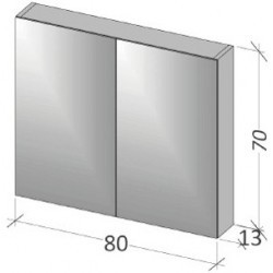 Зеркало-шкаф RIHO Type 13 80 x 70 x 13 см с розеткой, F50020, глянцевый лак