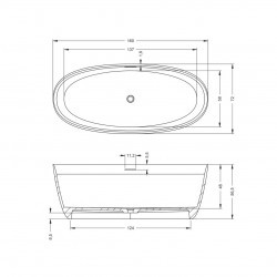 Ванна прозрачная из искусственного камня RIHO OVAL 160х72, Froasted Umber B129002F02