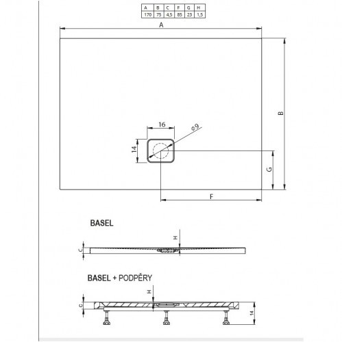 Душевой поддон Riho Basel 423 170x75 см, белый