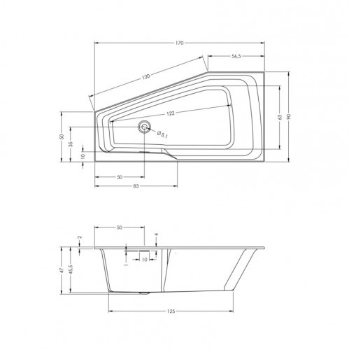 Акриловая ванна RIHO RETHINK SPACE 170x90 R, B113001005 (BR1500500000000)