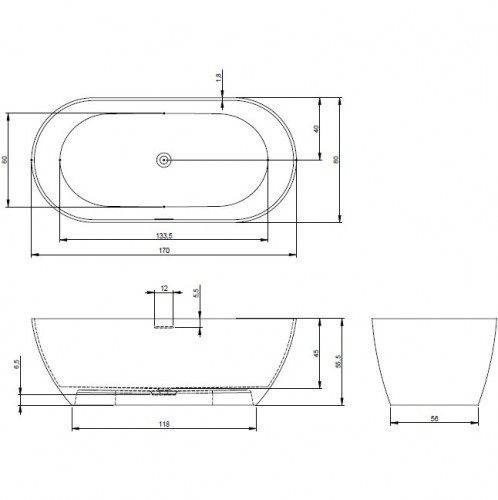 Ванна из искусственного мрамора Solid Surface Riho Bilbao 170x80 белая B118001105