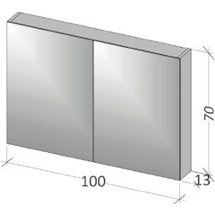 Зеркало-шкаф RIHO Type 13 100 x 70 x 13 см с розеткой, лак матовый