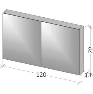 Зеркало-шкаф RIHO Type 13 120 x 70 x 13 см с розеткой, глянцевый лак
