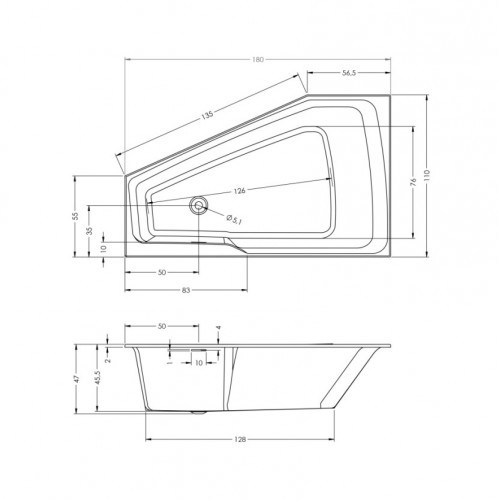 Акриловая ванна RIHO RETHINK SPACE 180x110 R, B115001005 (BR1700500000000)