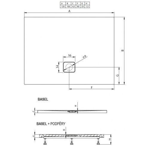 Душевой поддон Riho Basel 432 120x100 см, белый