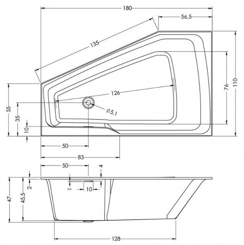 Акриловая ванна RIHO RETHINK SPACE 180x110 R FALL, B115006005
