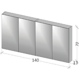 Зеркало-шкаф RIHO Type 13 140 x 70 x 13 см, глянцевый лак