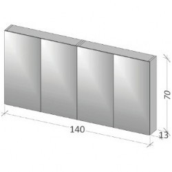 Зеркало-шкаф RIHO Type 13 140 x 70 x 13 см, глянцевый лак