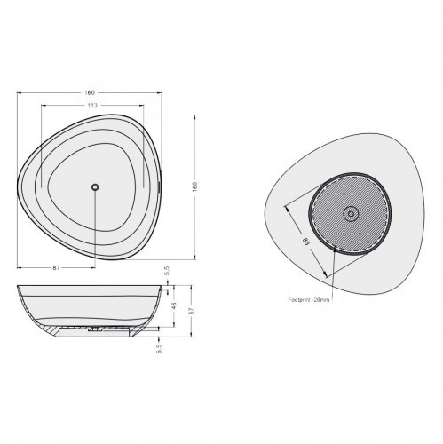 Ванна из искусственного мрамора Riho Oviedo 160x160 Frosted Smoke B125002F01