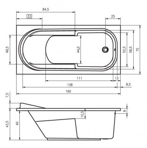 Гидромассажная ванна RIHO COLUMBIA AIR 160x75