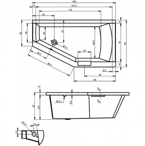 Гидромассажная ванна RIHO GETA FLOW 160x90 L