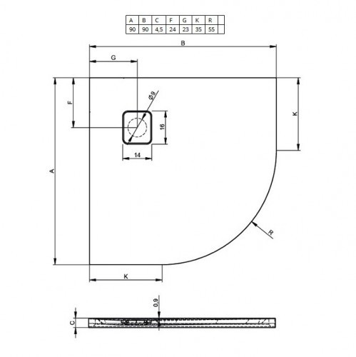 Душевой поддон Riho Basel 451 90x90 см R55, белый