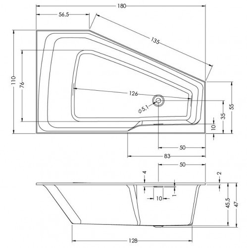Акриловая ванна RIHO RETHINK SPACE 180x110 L FALL, B116006005