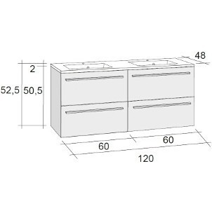 Мебель для ванной RIHO Broni 48 SET A-2 120 см, двойная раковина, глянцевый лак