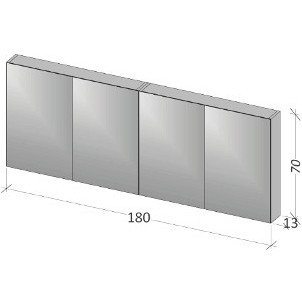 Зеркальный шкафчик RIHO  Typ 13 180 x 70 x 13 см, глянцевый лак