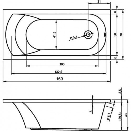 Компект акриловая ванна RIHO MIAMI 160x70, B059001005 с каркасом