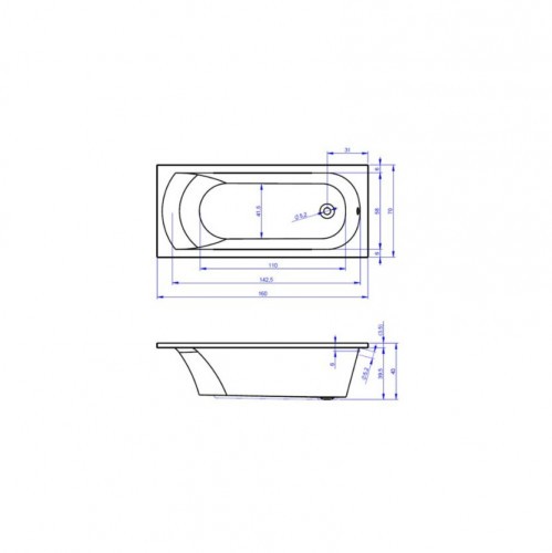 Компект акриловая ванна RIHO MIAMI 160x70, B059001005 с каркасом