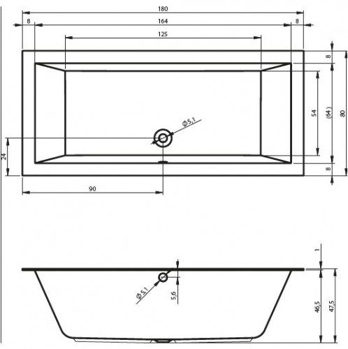 Акриловая ванна матовая RIHO LUGO VELVET 180x80, B133001105