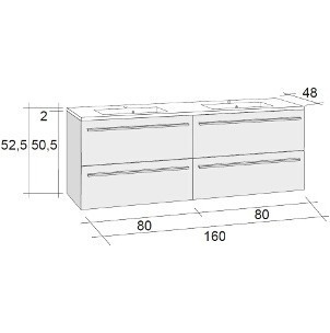 Мебель для ванной RIHO Broni 48 SET A-2 160 см, двойная раковина, глянцевый лак