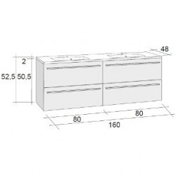 Мебель для ванной RIHO Broni 48 SET A-2 160 см, двойная раковина, глянцевый лак
