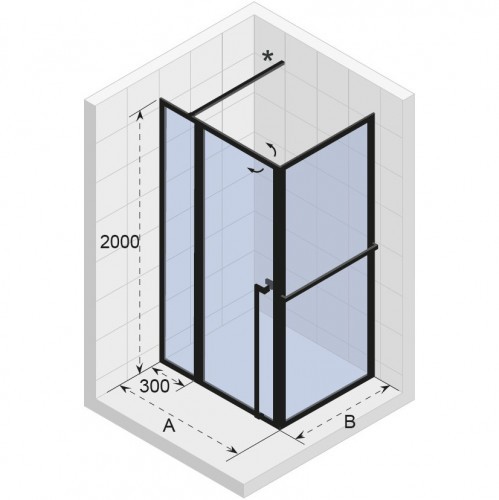 Душевой уголок RIHO SZ LUCID GD203 1100 x 800 x 2000 BLACK, GD211B080