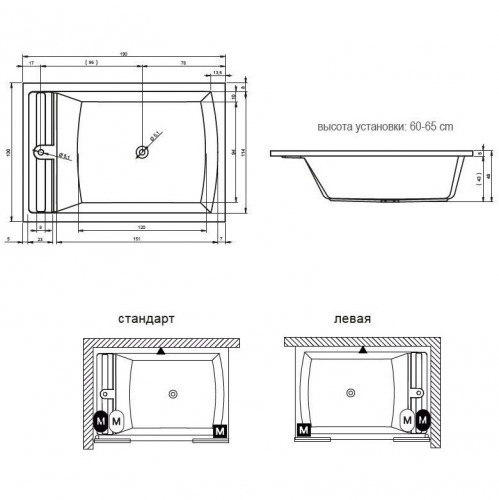 Гидромассажная ванна RIHO Anna 190x130, BZ7900564RZ1584