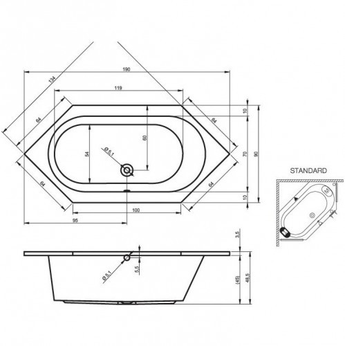 Гидромассажная ванна RIHO KANSAS FLOW 190x90