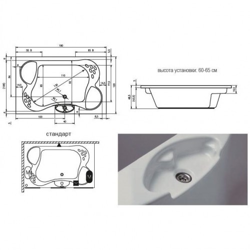 Гидромассажная ванна RIHO Claudia 190x120 см, BZ4200500000000