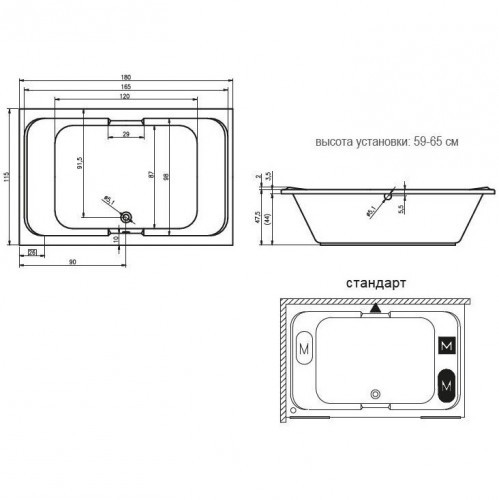 Гидромассажная ванна RIHO Laura 180x115 см, BZ2800500000000
