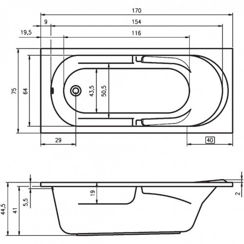 Гидромассажная ванна RIHO FUTURE AIR 170x75