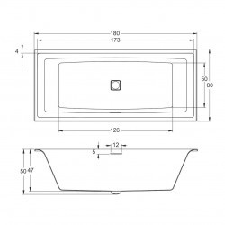 Отдельностоящая ванна RIHO STILL SQUARE R 180x80 FALL, B099060005 (BD11C0500000000)