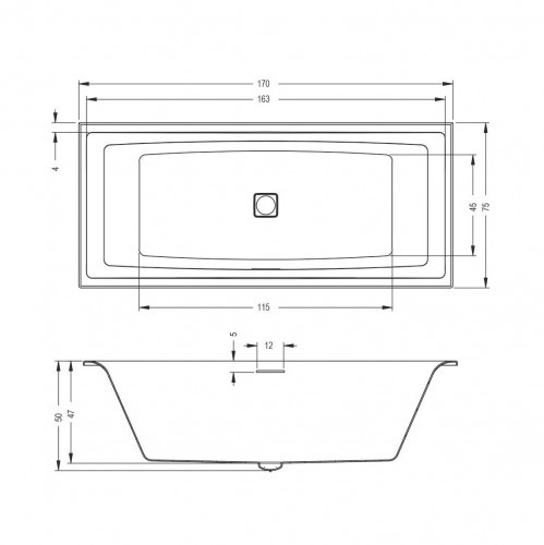 Отдельностоящая ванна RIHO STILL SQUARE R PLUG & PLAY 170x75 FALL, B100060005 (BD13C0500000000)