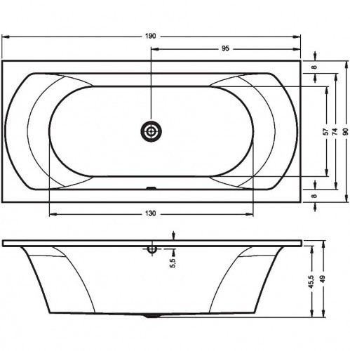 Гидромассажная ванна RIHO LIMA FLOW 190х90 см