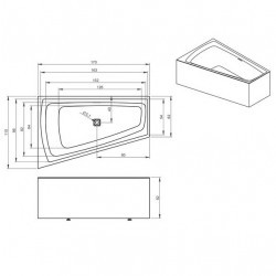 Отдельностоящая ванна RIHO STILL SMART PLUG &amp; PLAY R 170x110, B101015005 (BD15C0500000000)