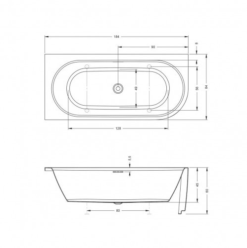 Акриловая ванна RIHO DESIRE CORNER 184x84 R, B087001005 (BD0500500000000)