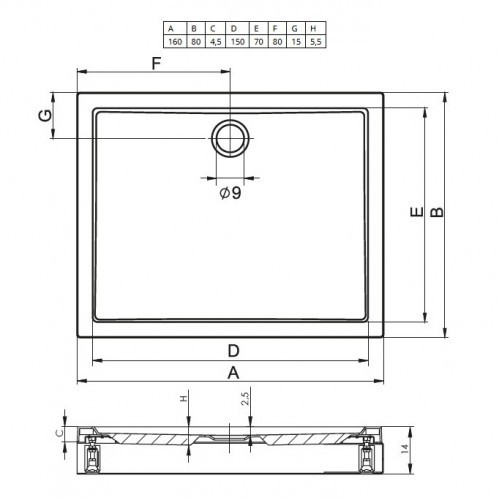 Акриловый душевой поддон Riho Davos 269 160х80 белый + панель DA8300500000000