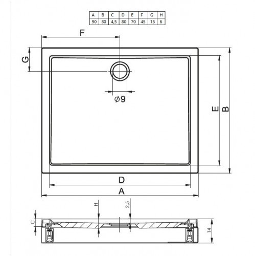 Акриловый душевой поддон Riho Davos 271 90x80 белый + панель DA7100500000000