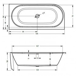 Акриловая ванна RIHO DESIRE CORNER 184x84 L LED, B088002005 (BD0600500K00133)